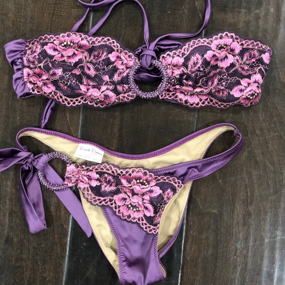 Beach Bunny Flower Appliqué Bikini